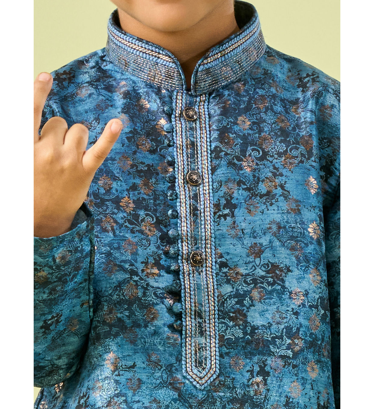Manyavar Boys Opulent Blue Kurta Pajama Set