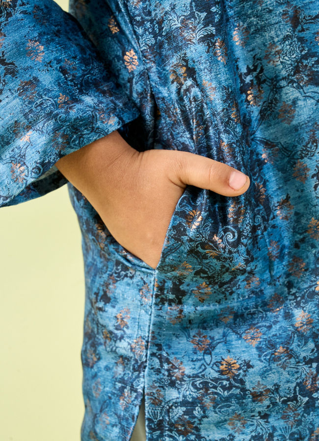 Manyavar Boys Opulent Blue Kurta Pajama Set