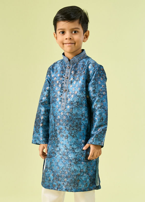 Manyavar Boys Opulent Blue Kurta Pajama Set