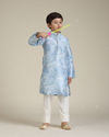 Manyavar Boys Boys Ice Blue Abstract Printed Kurta Set with Buta Pattern