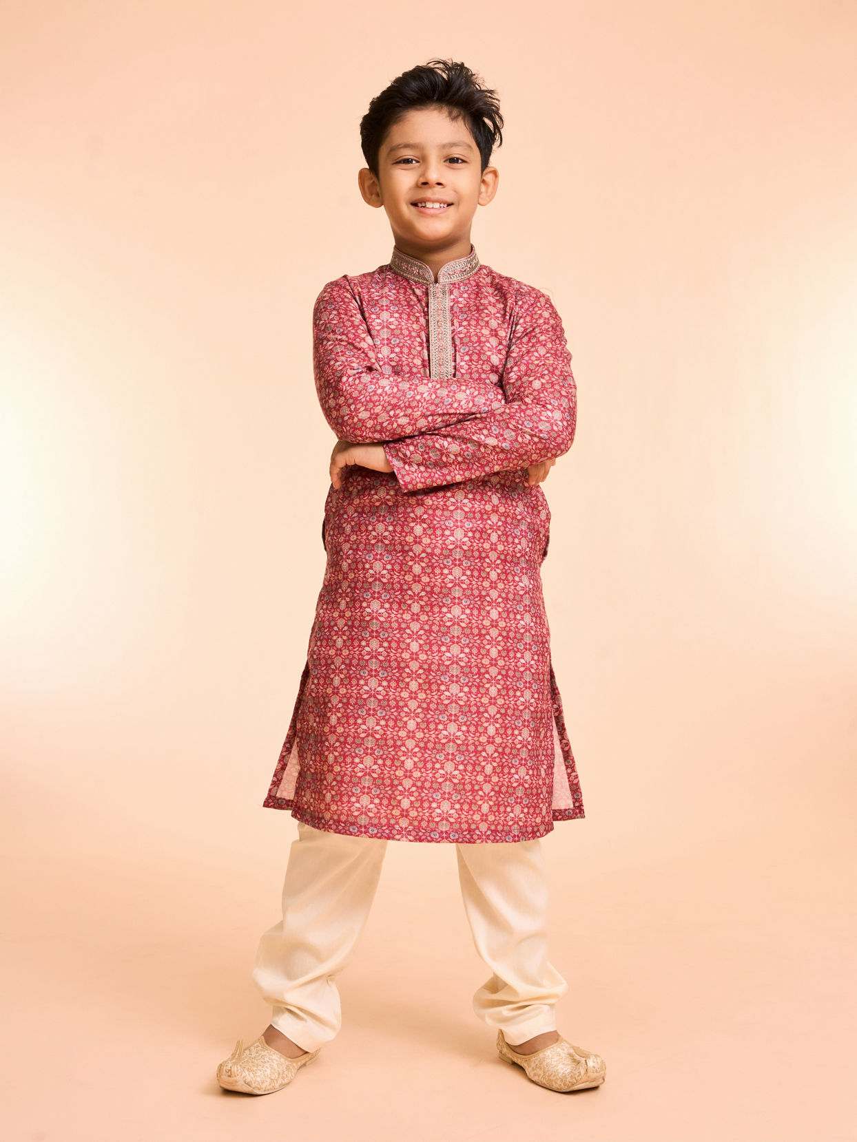 Manyavar Boys Maroon Elegance Kurta Pajama