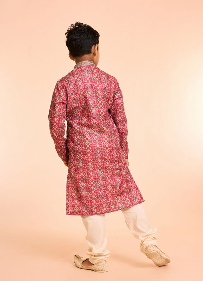 Manyavar Boys Maroon Elegance Kurta Pajama