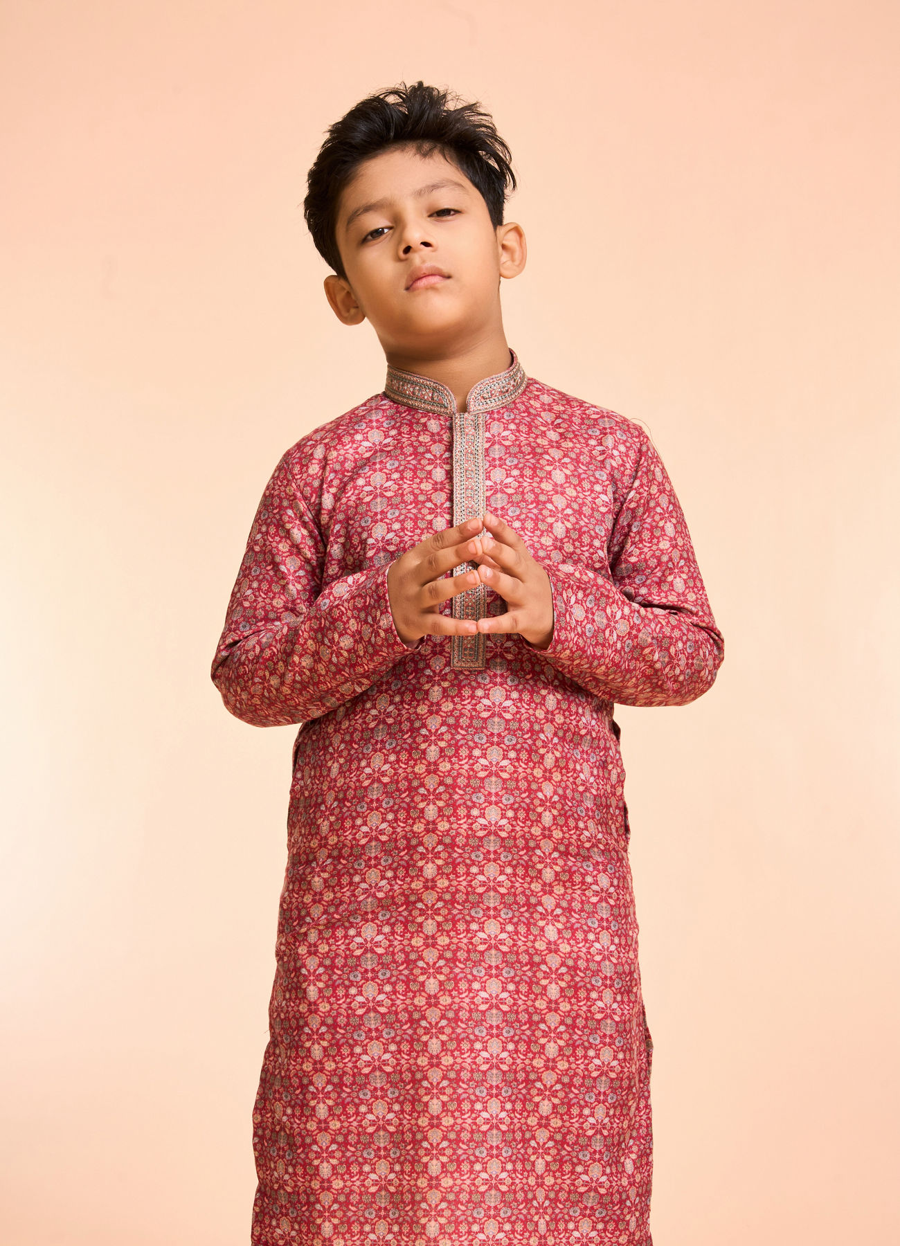 Manyavar Boys Maroon Elegance Kurta Pajama