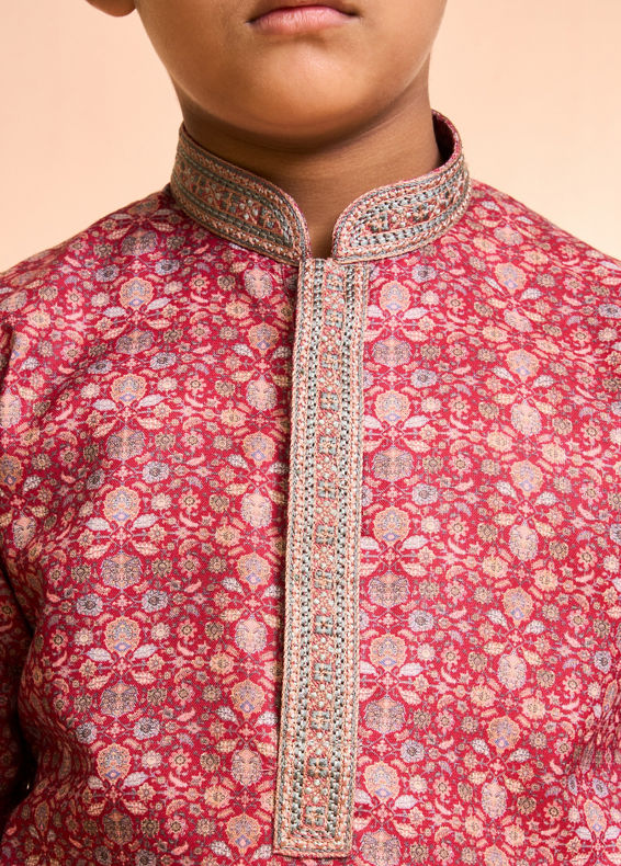 Manyavar Boys Maroon Elegance Kurta Pajama