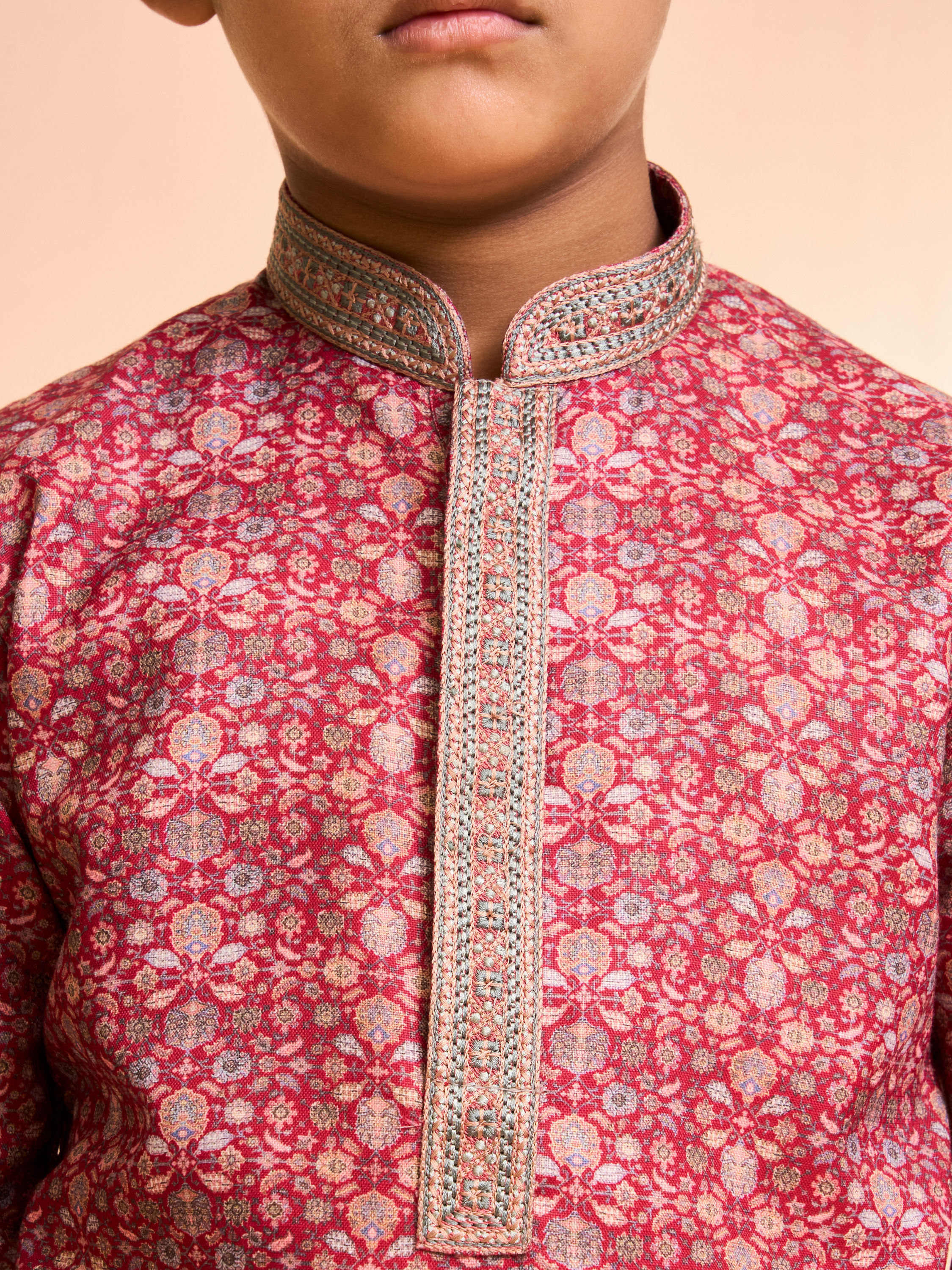 Manyavar Boys Maroon Elegance Kurta Pajama