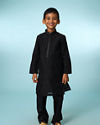 Manyavar Boys Classic Black Kurta Pajama Set