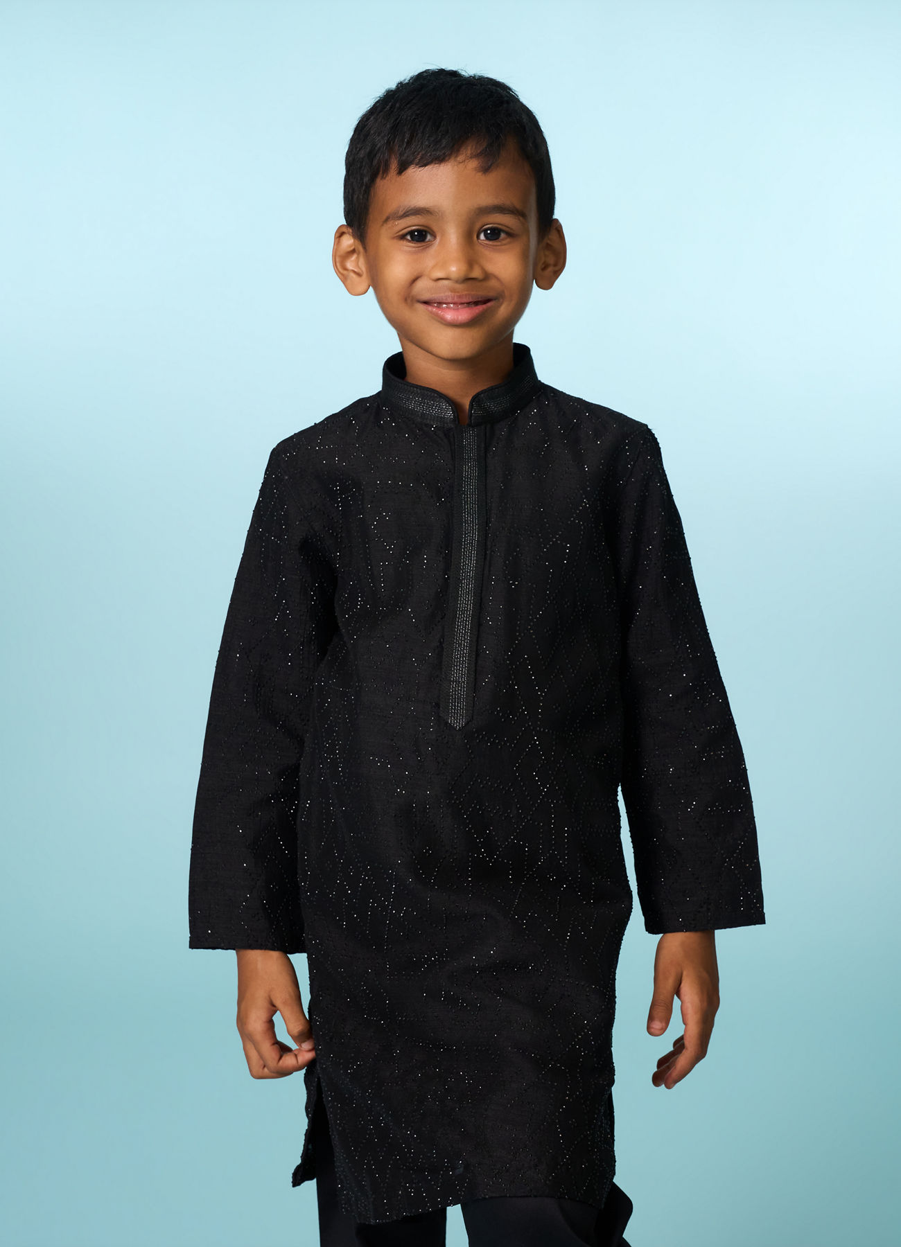 Manyavar Boys Classic Black Kurta Pajama Set