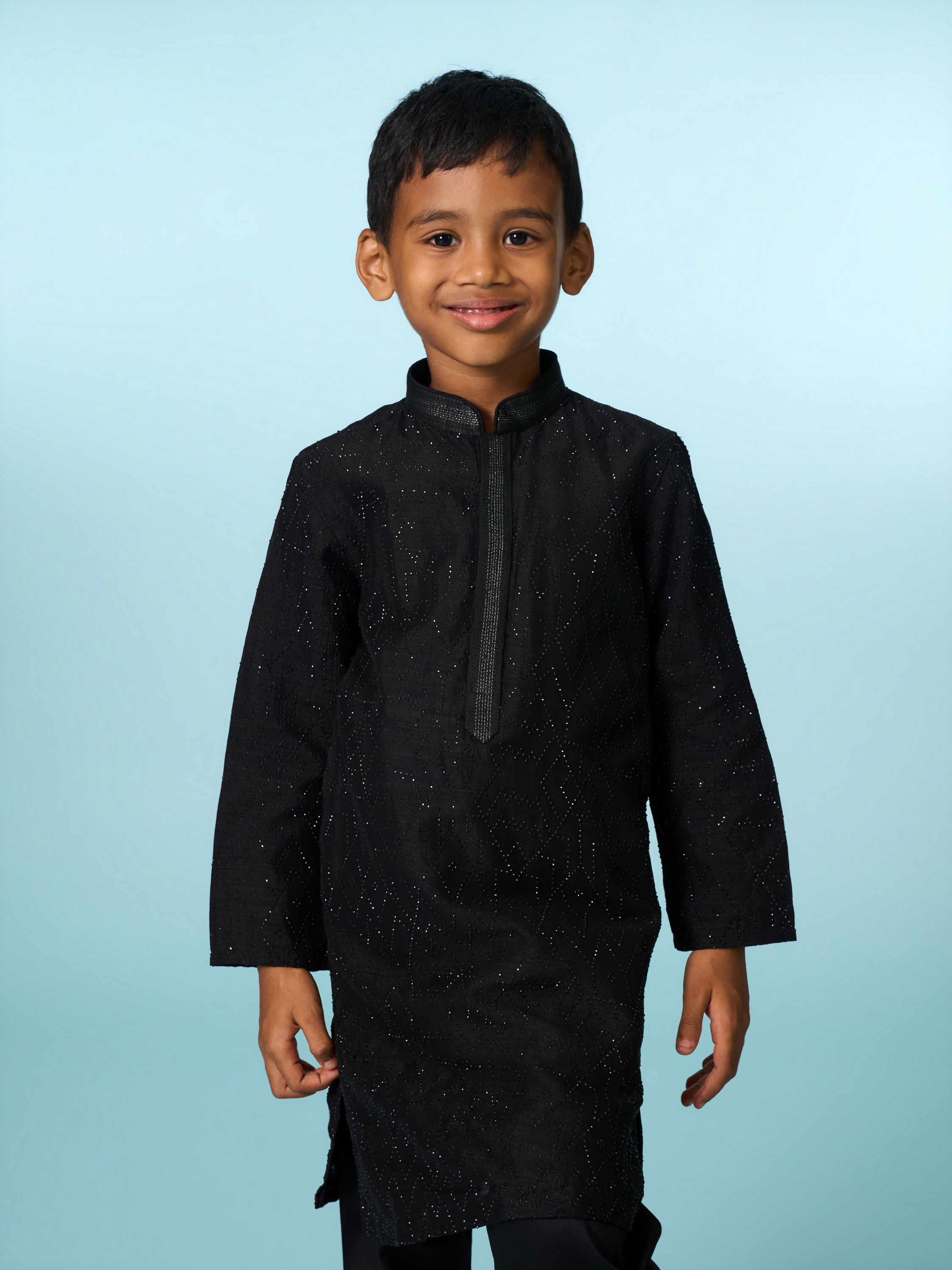 Manyavar Boys Classic Black Kurta Pajama Set