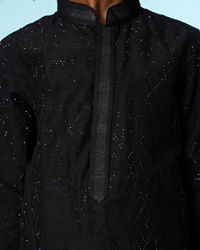 Manyavar Boys Classic Black Kurta Pajama Set