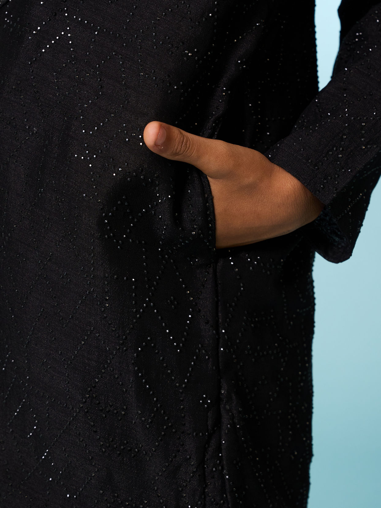 Manyavar Boys Classic Black Kurta Pajama Set