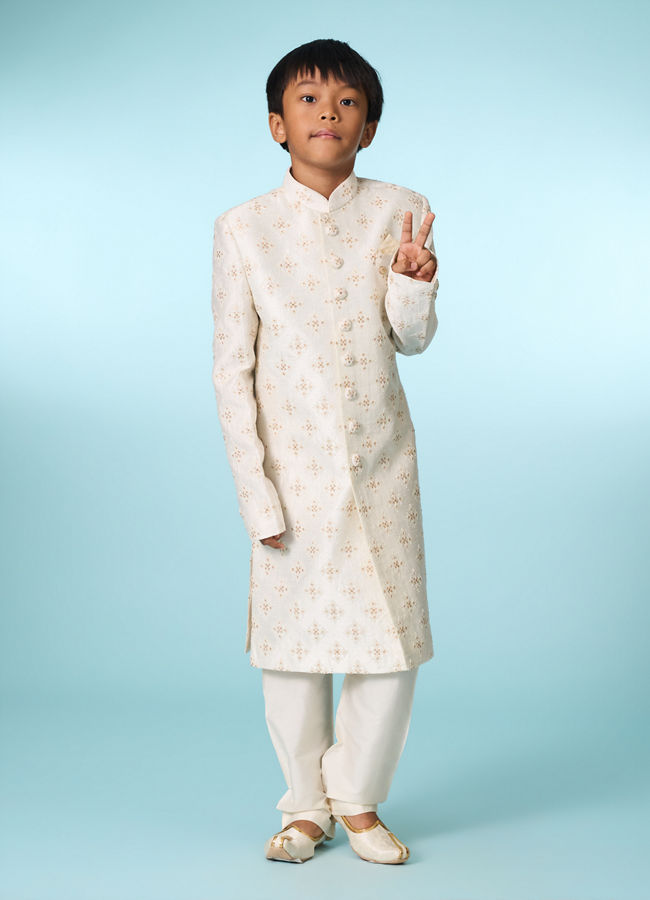 Manyavar Boys Cream Tradition Sherwani