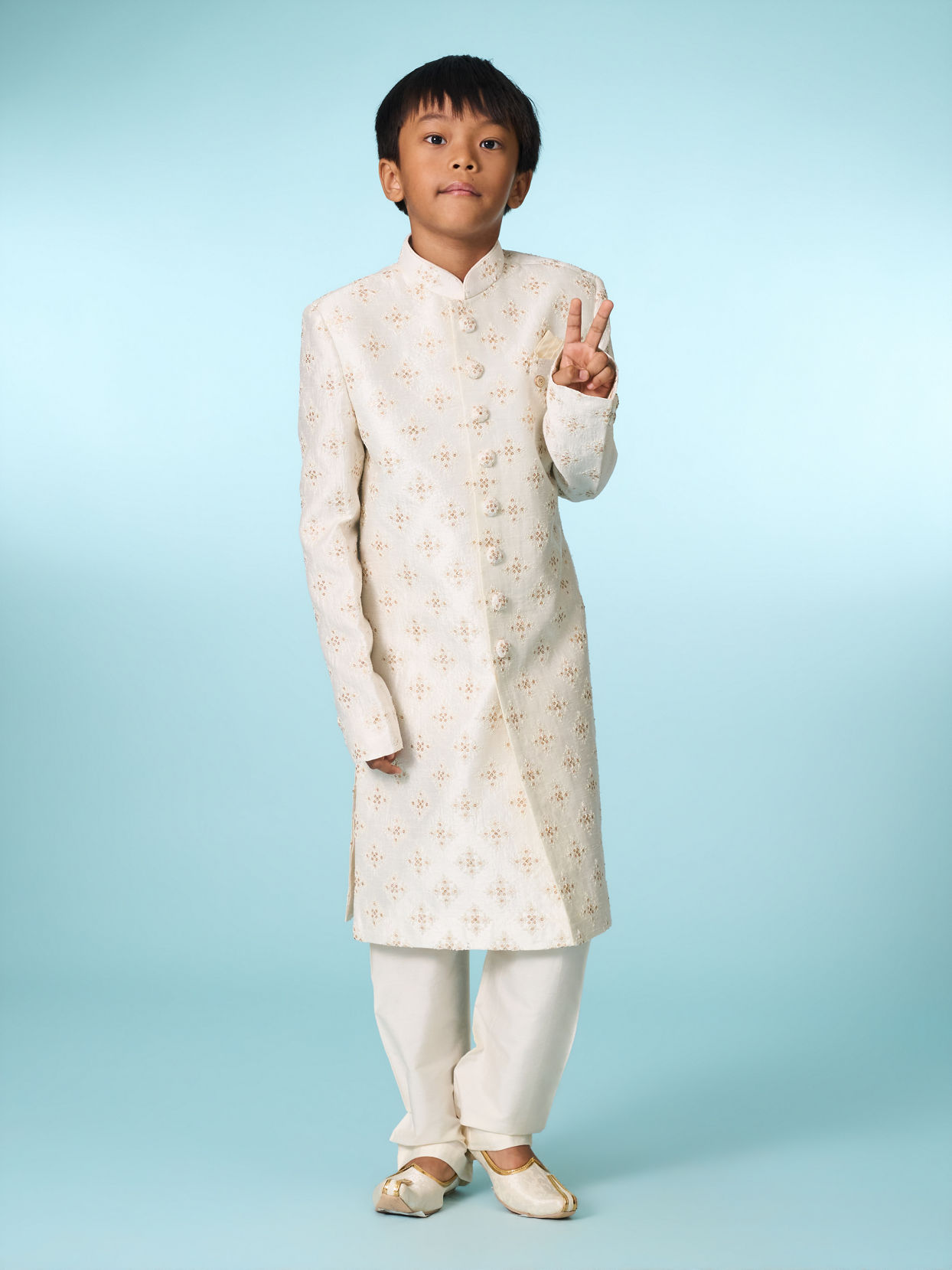 Manyavar Boys Cream Tradition Sherwani