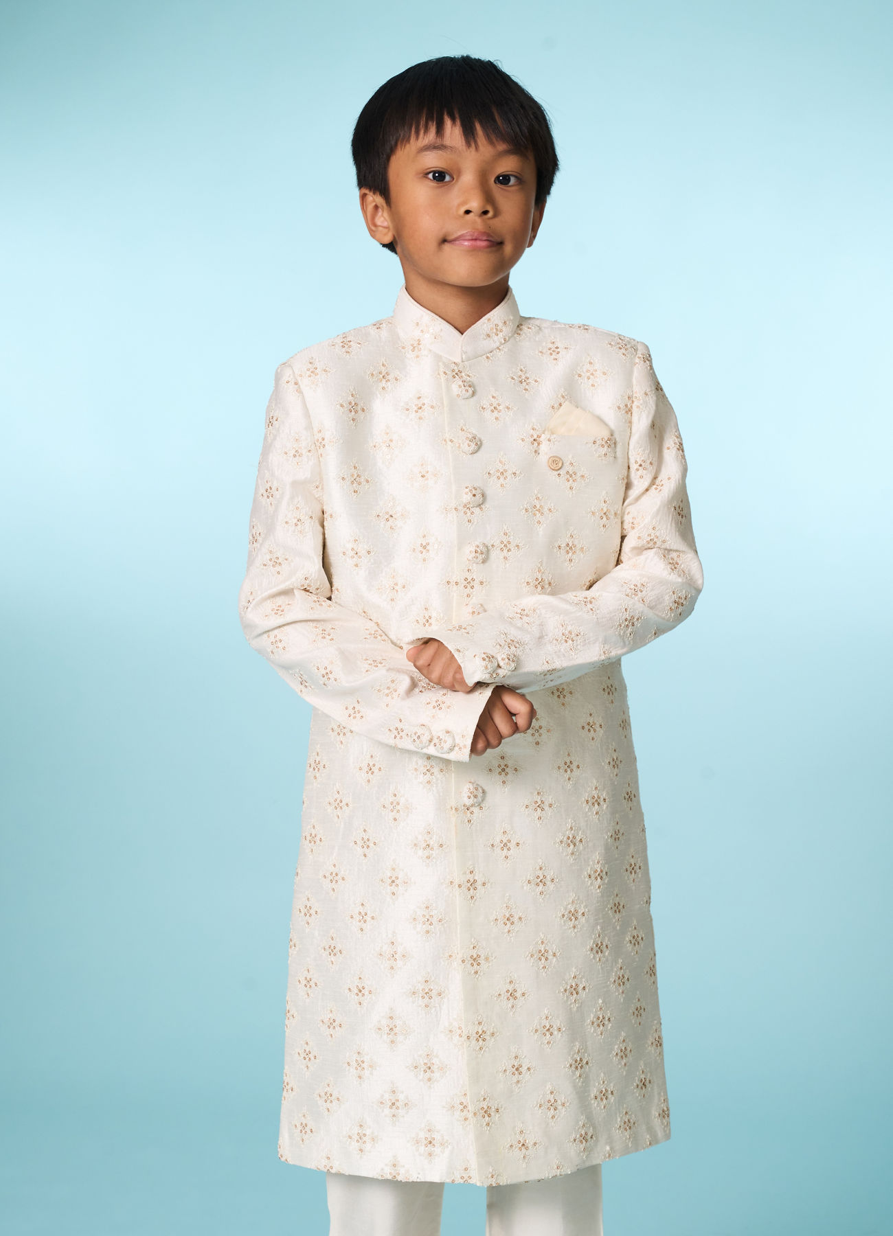 Manyavar Boys Cream Tradition Sherwani