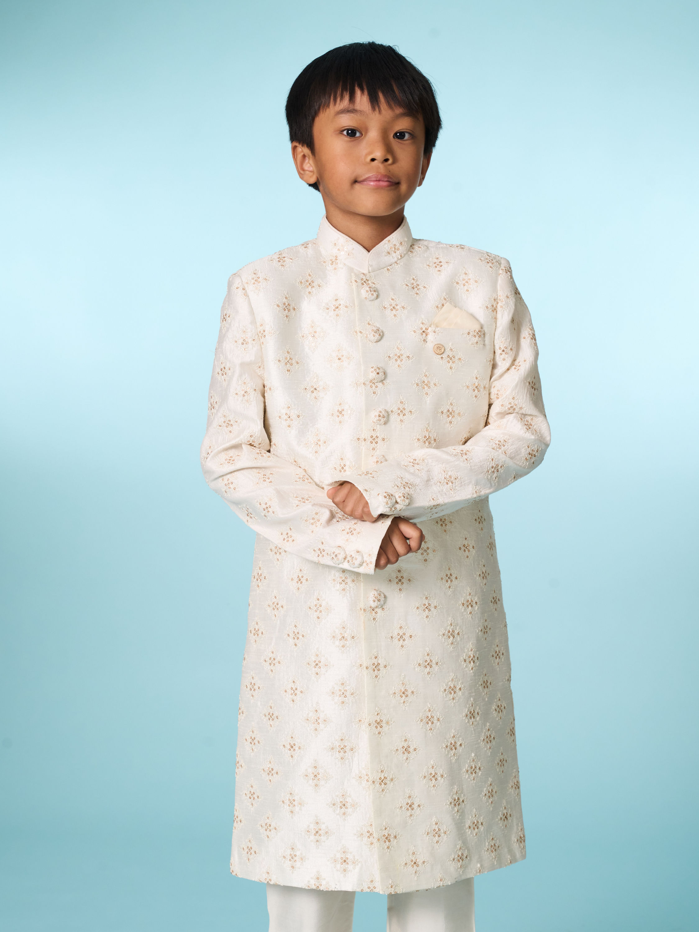 Manyavar Boys Cream Tradition Sherwani