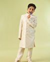Manyavar Boys Cream Colored Sherwani Ensemble