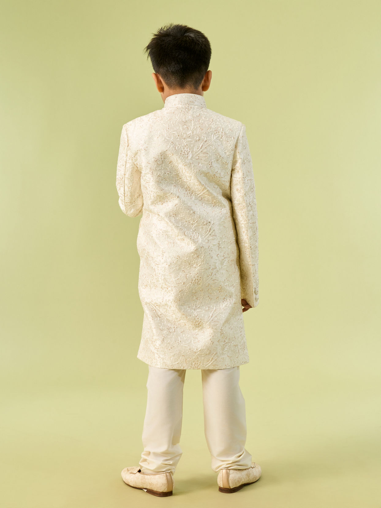 Manyavar Boys Cream Colored Sherwani Ensemble
