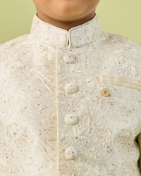 Manyavar Boys Cream Colored Sherwani Ensemble