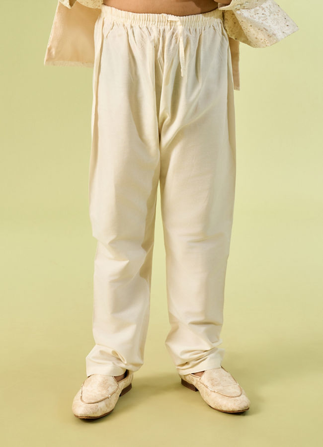 Manyavar Boys Cream Colored Sherwani Ensemble