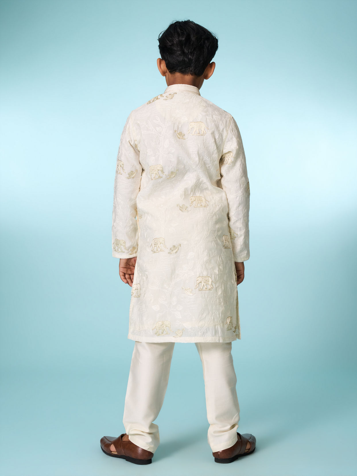 Manyavar Boys Cream Kurta Pajama Set