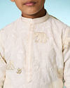 Manyavar Boys Cream Embroidered Straight Kurta Pajama