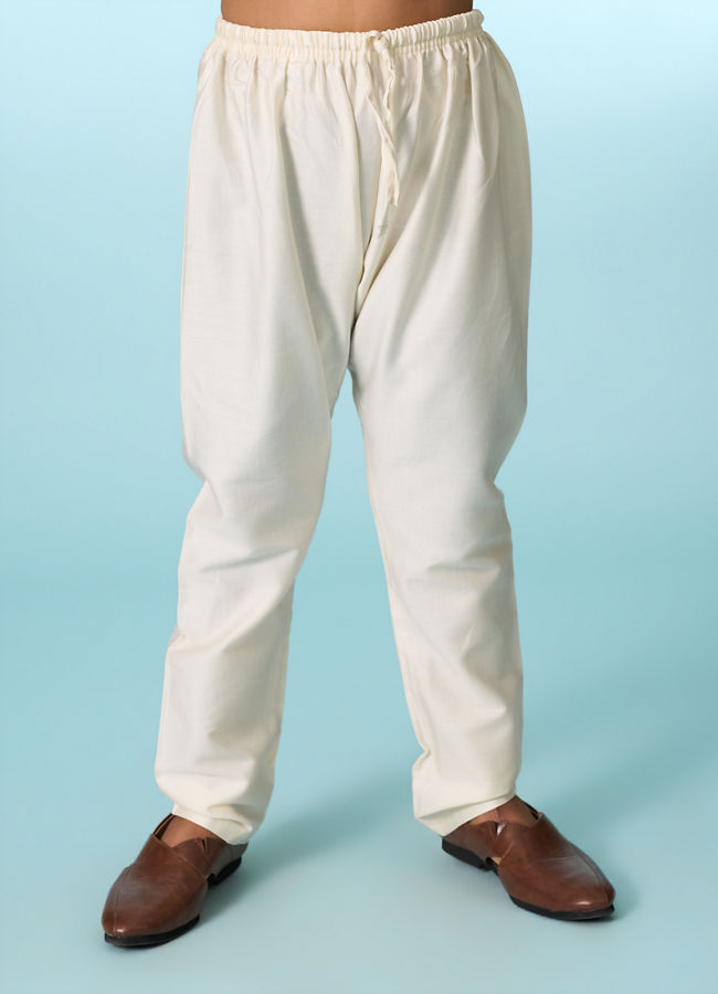 Manyavar Boys Cream Kurta Pajama Set