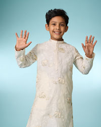 Manyavar Boys Cream Kurta Pajama Set