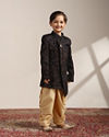 Manyavar Boys Boys Navy Blue Buti Patterned Angrakha Indo Western Set