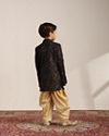 alt message - Manyavar Boys Boys Navy Blue Buti Patterned Angrakha Indo Western Set image number 4