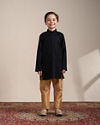 Manyavar Boys Boys Blue Paisley Patterned Angrakha Style Indo Western Set