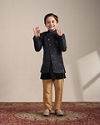 alt message - Manyavar Boys Boys Blue Paisley Patterned Angrakha Style Indo Western Set image number 3