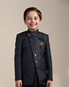 Manyavar Boys Boys Blue Paisley Patterned Angrakha Style Indo Western Set