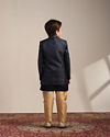 Manyavar Boys Boys Blue Paisley Patterned Angrakha Style Indo Western Set