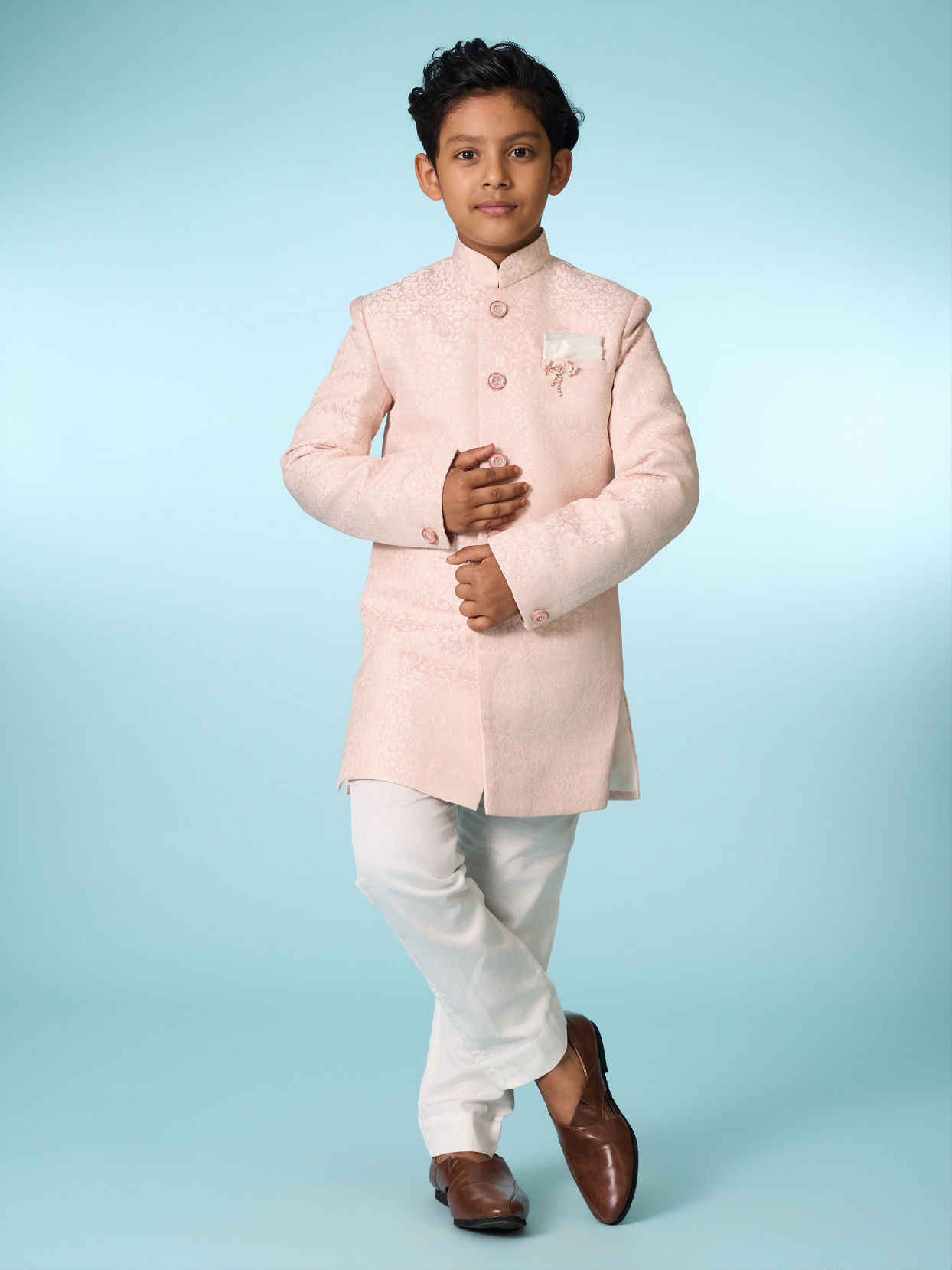 Manyavar Boys Charming Pink Indo Western for Boys