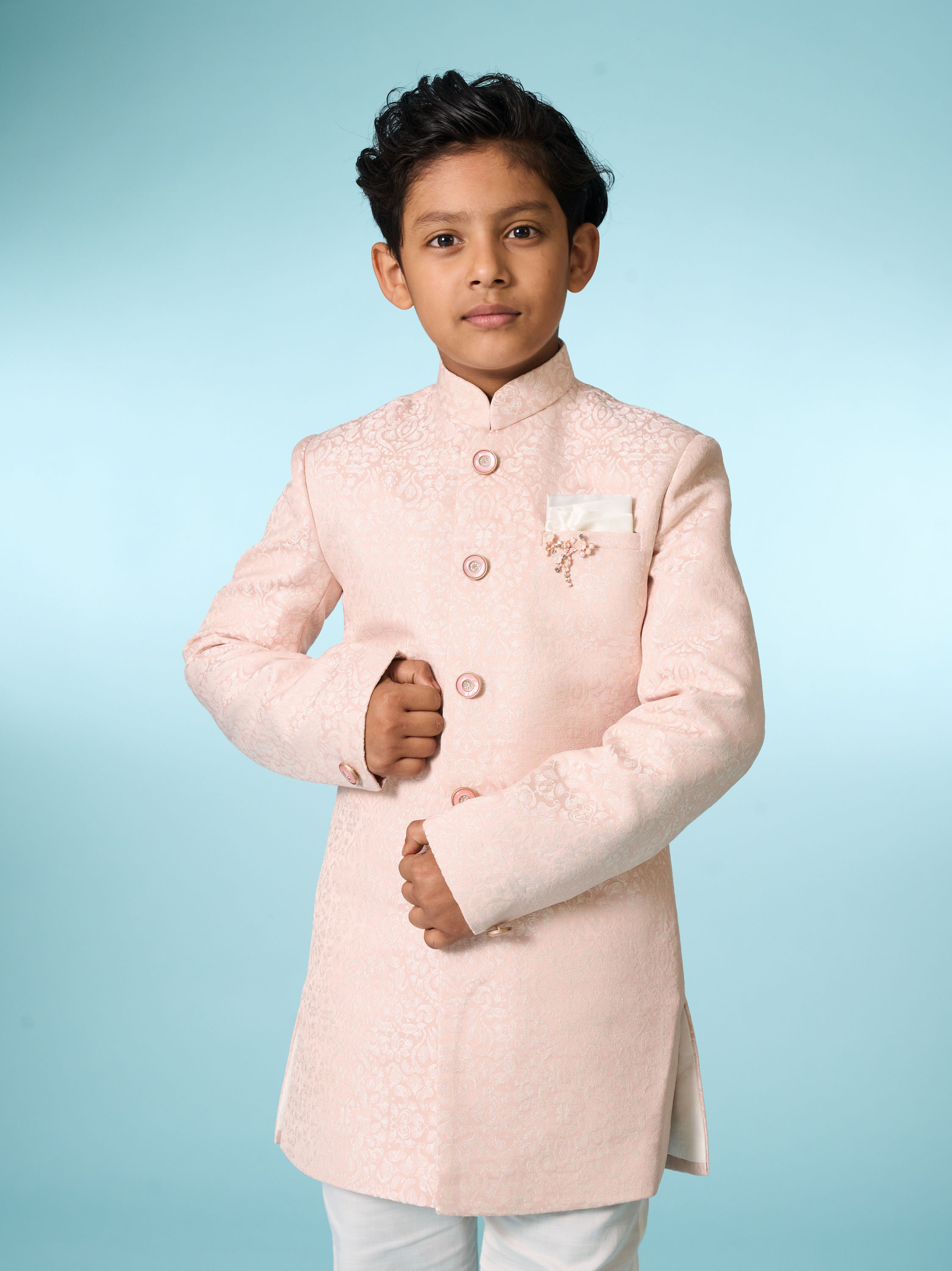 Manyavar Boys Charming Pink Indo Western for Boys