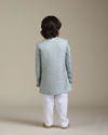 alt message - Manyavar Boys Boys Ice Blue Indo Western Set with Imperial Patterns in Brocade Weave image number 4