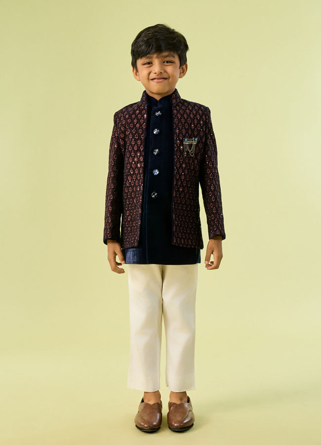 Manyavar Boys Regal Royal Blue Indo Western