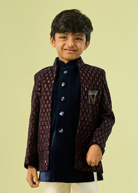Manyavar Boys Regal Royal Blue Indo Western