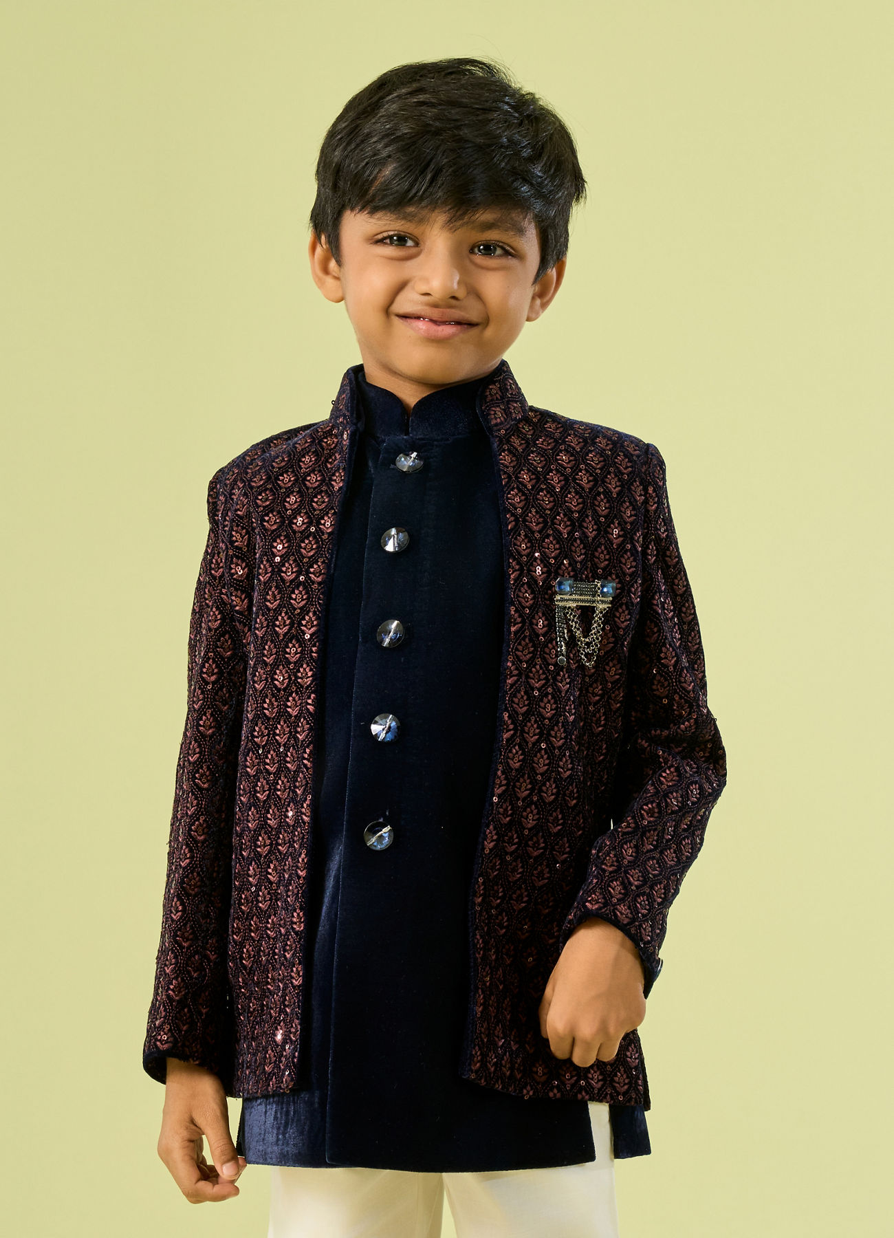 Manyavar Boys Regal Royal Blue Indo Western