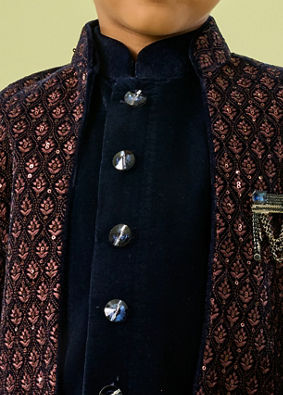 Manyavar Boys Regal Royal Blue Indo Western