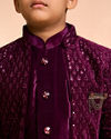 Manyavar Boys Wine Hues Velvet Indo Western