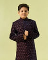 Manyavar Boys Sublime Blue Velvet Indo Western Ensemble