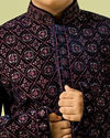 Manyavar Boys Sublime Blue Velvet Indo Western Ensemble