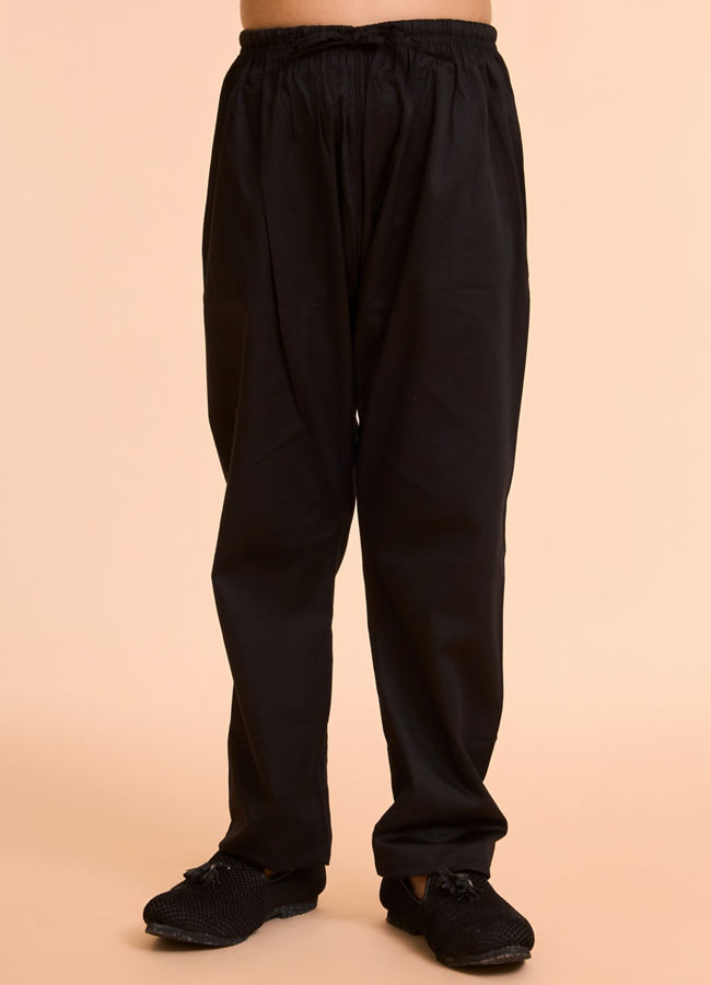 Manyavar Boys Black Velvet Ensemble Indo Western