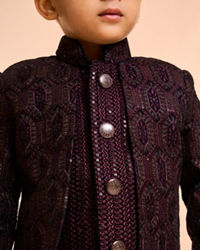 Manyavar Boys Regal Wine Velvet Indo Western