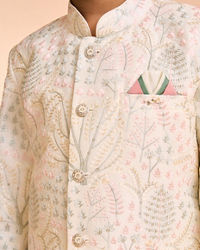 Manyavar Boys Cream Celebration Ensemble Indo Western