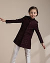 Manyavar Boys Boys Wine Chowkadi Patterned Embellished Indo western Set