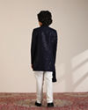 Manyavar Boys Boys Dark Blue Sequined Chikankari Indo Western Set