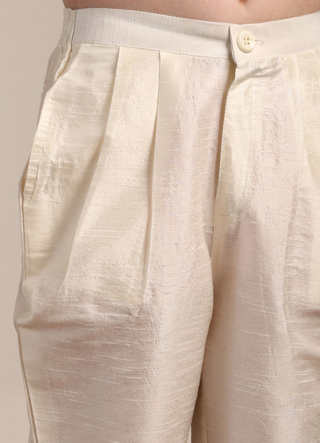 Manyavar Boys Boys Ivory White Diamond Patterned Angrakha Style Indo Western Set