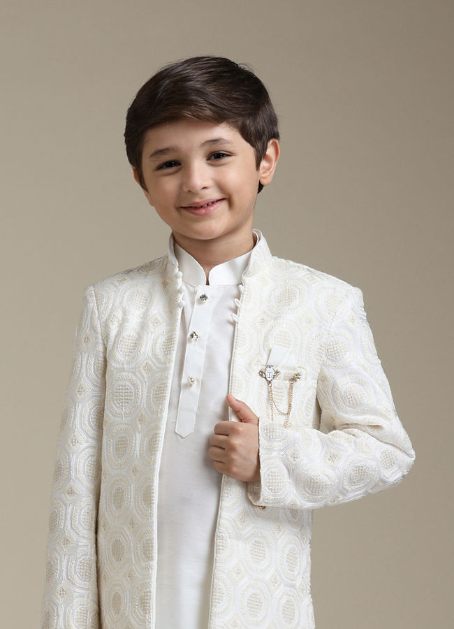 Manyavar Boys Cream Elegance Indo Western image number 0