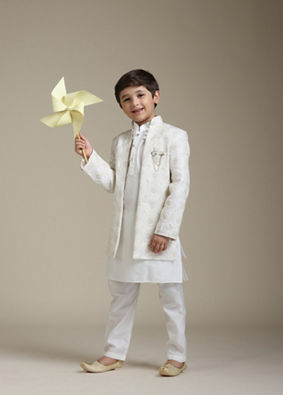 Manyavar Boys Cream Elegance Indo Western image number 3